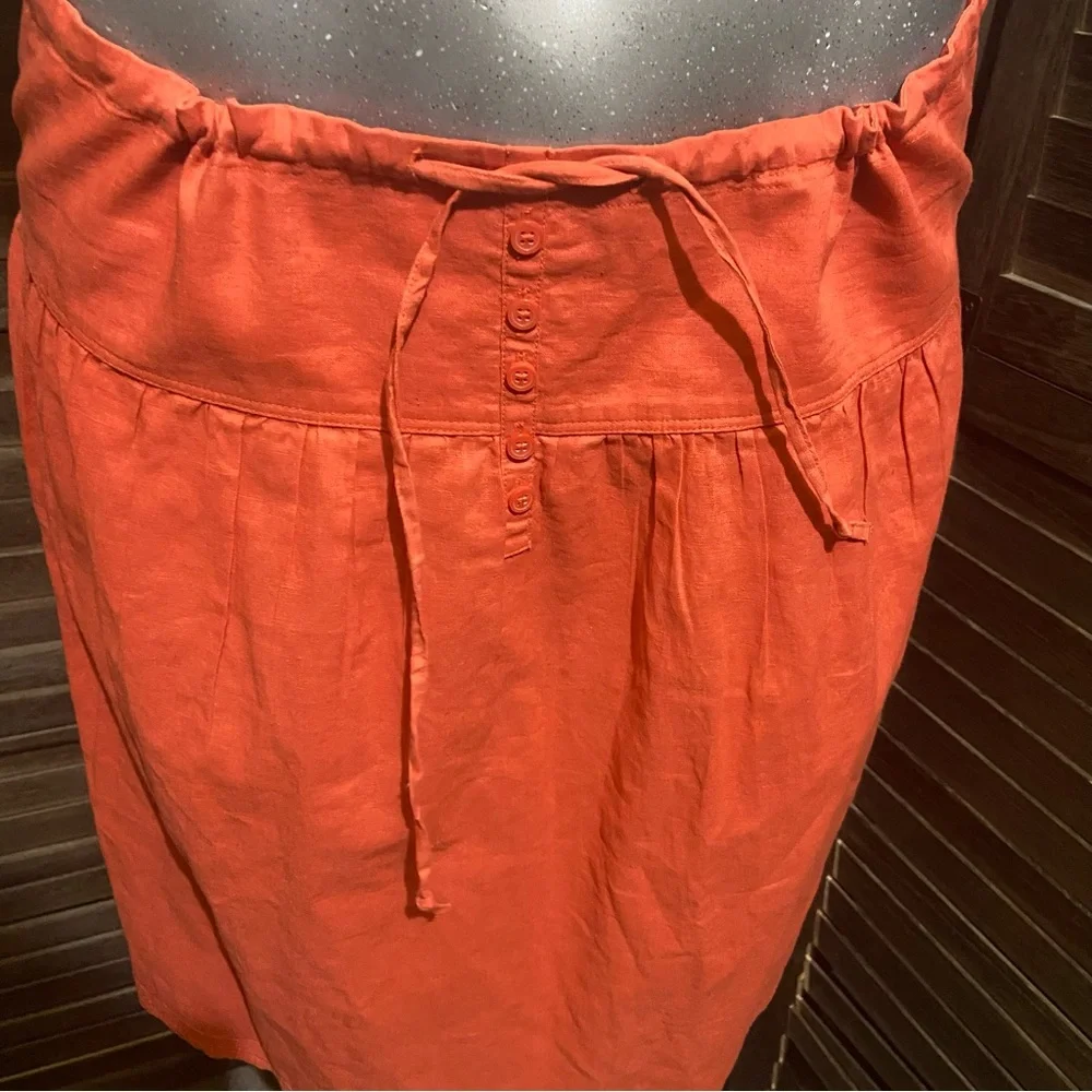 Banana Republic Linen/Cotton Midi Skirt Size Small Boho Coastal Modest Orange